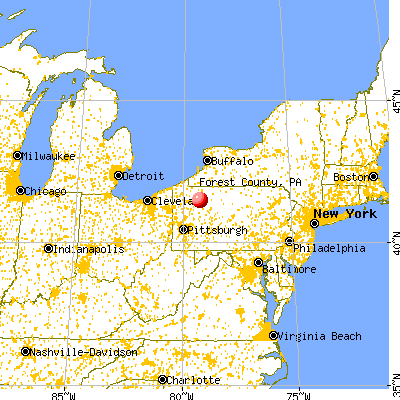 Forest County, PA map from a distance