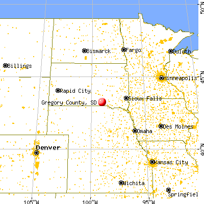 Gregory County, SD map from a distance