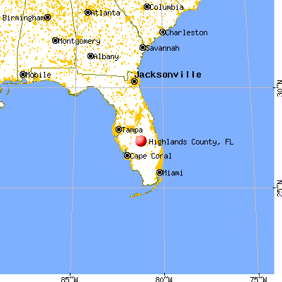 Highlands County, FL map from a distance
