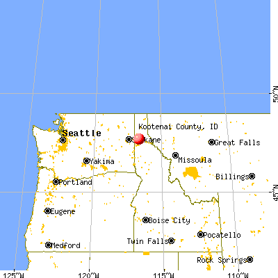 Kootenai County, ID map from a distance