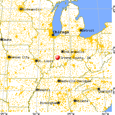 Greene County, IN map from a distance