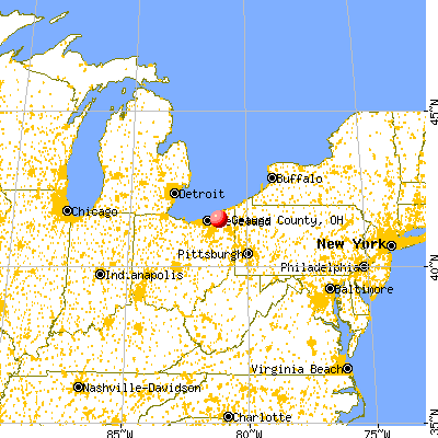 Geauga County, OH map from a distance