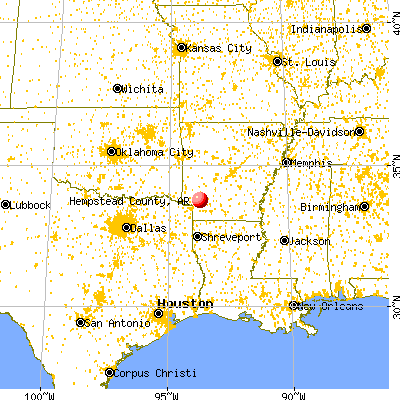 Hempstead County, AR map from a distance