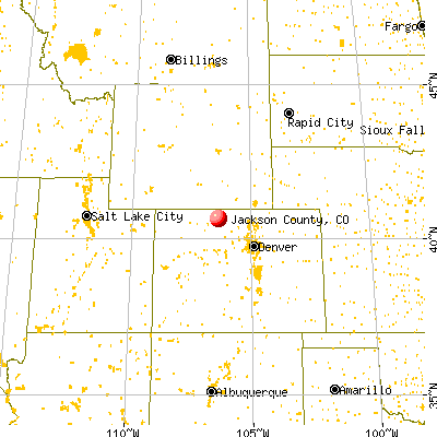 Jackson County, CO map from a distance