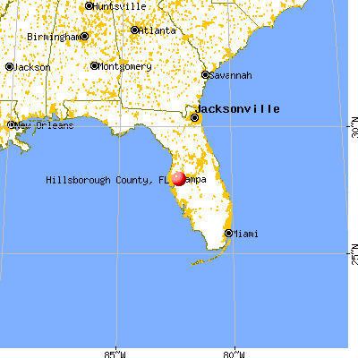 Hillsborough County, FL map from a distance
