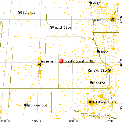 Dundy County, NE map from a distance