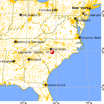 Lancaster County, SC map from a distance