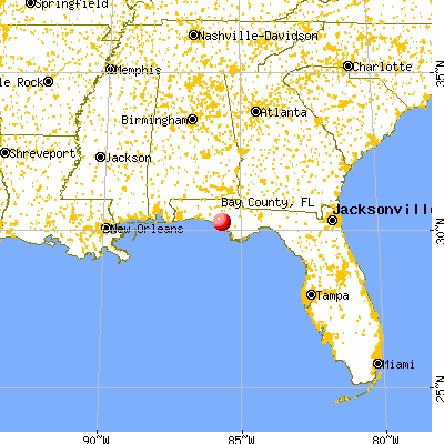 Bay County, FL map from a distance