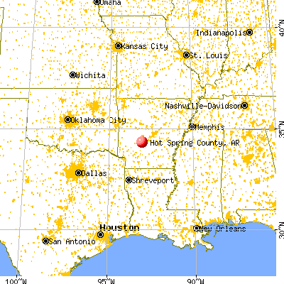 Hot Spring County, AR map from a distance