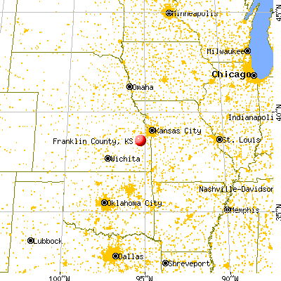 Franklin County, KS map from a distance