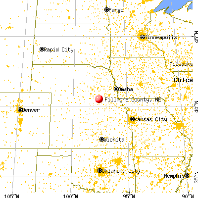 Fillmore County, NE map from a distance