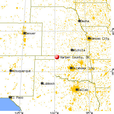 Harper County, OK map from a distance
