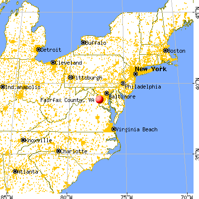 Fairfax County, VA map from a distance