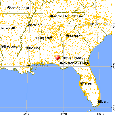 Geneva County, AL map from a distance