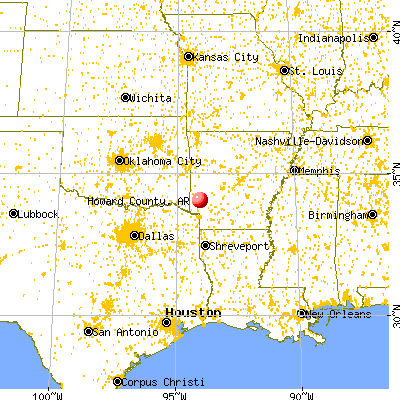 Howard County, AR map from a distance