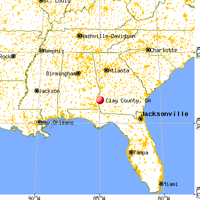 Clay County, GA map from a distance