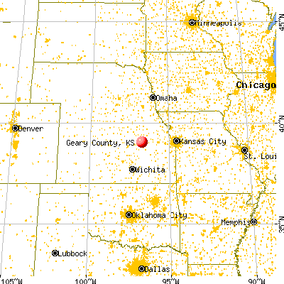 Geary County, KS map from a distance