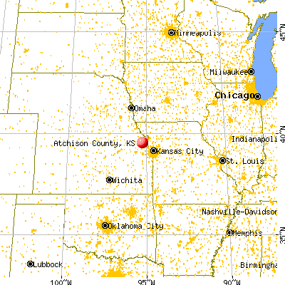 Atchison County, KS map from a distance