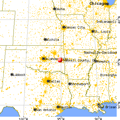 Haskell County, OK map from a distance