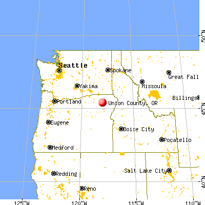 Union County, OR map from a distance