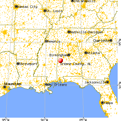 Greene County, AL map from a distance