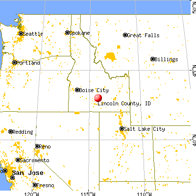Lincoln County, ID map from a distance