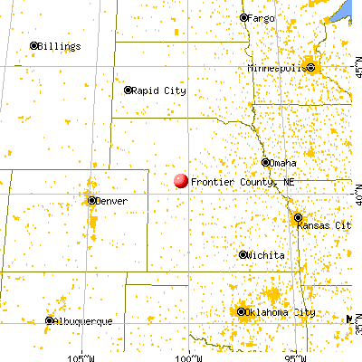 Frontier County, NE map from a distance