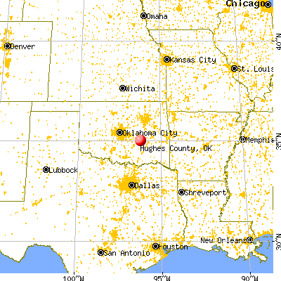Hughes County, OK map from a distance