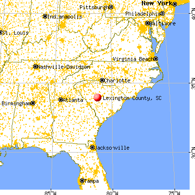 Lexington County, SC map from a distance