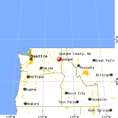 Spokane County, WA map from a distance