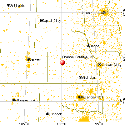 Graham County, KS map from a distance