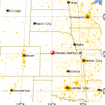 Furnas County, NE map from a distance
