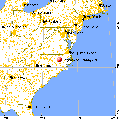 Edgecombe County, NC map from a distance