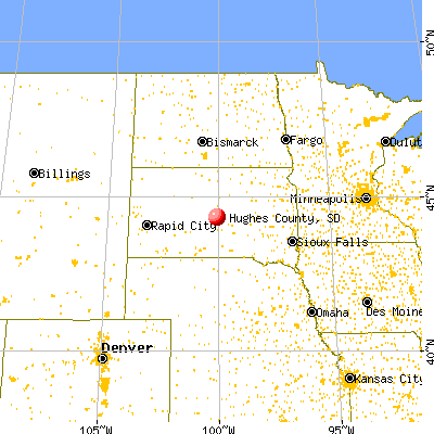 Hughes County, SD map from a distance