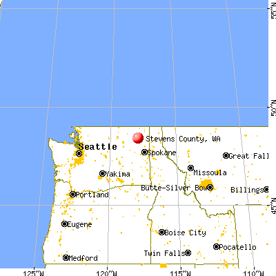 Stevens County, WA map from a distance