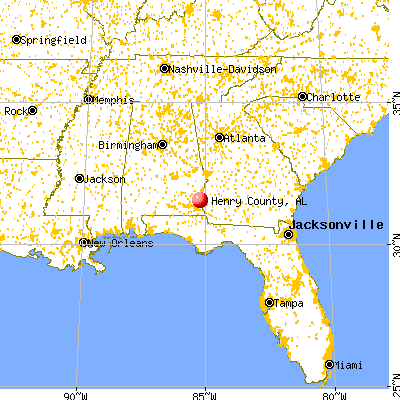 Henry County, AL map from a distance