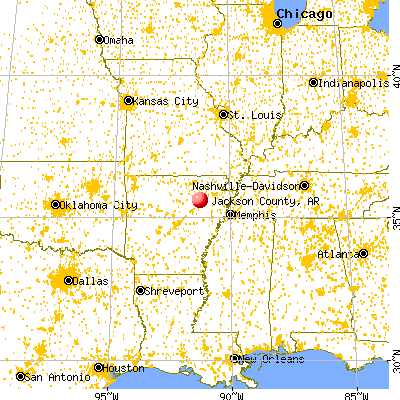 Jackson County, AR map from a distance