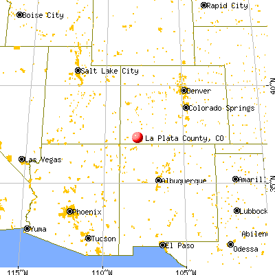 La Plata County, CO map from a distance