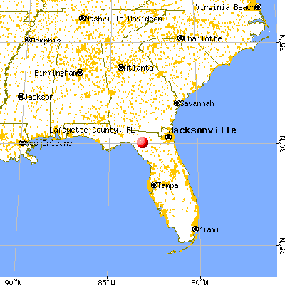 Lafayette County, FL map from a distance