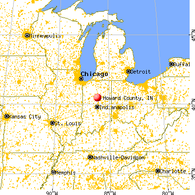 Howard County, IN map from a distance