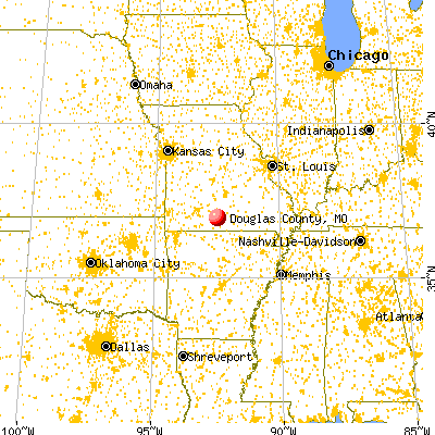 Douglas County, MO map from a distance