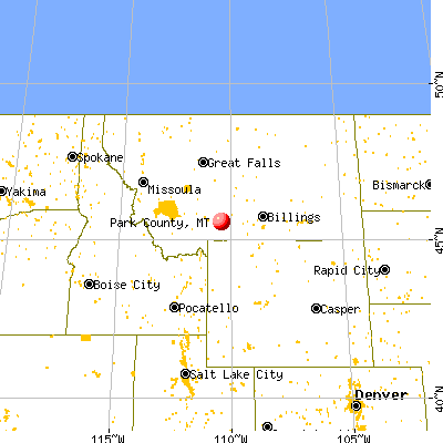 Park County, MT map from a distance