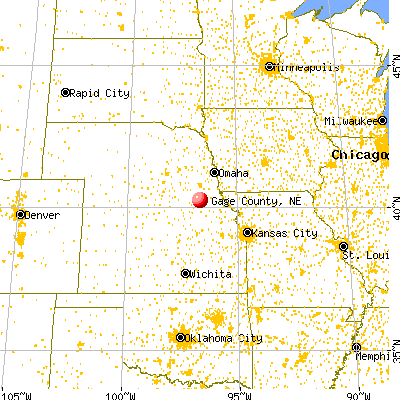 Gage County, NE map from a distance