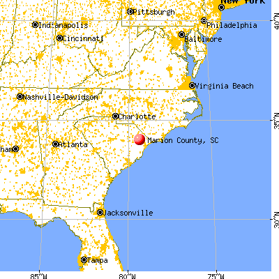 Marion County, SC map from a distance