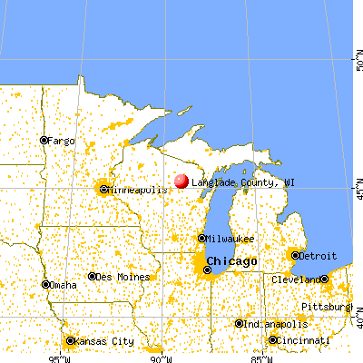 Langlade County, WI map from a distance