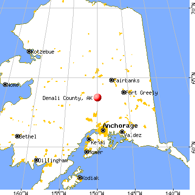 Denali Borough, AK map from a distance