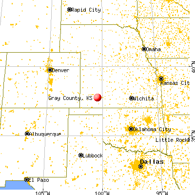 Gray County, KS map from a distance