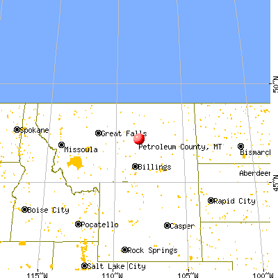 Petroleum County, MT map from a distance