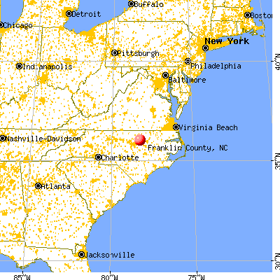 Franklin County, NC map from a distance