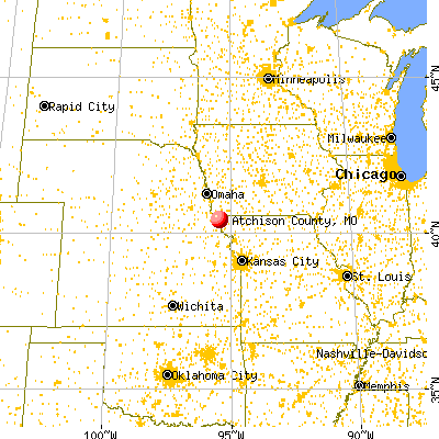 Atchison County, MO map from a distance